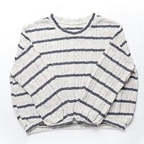 【ペアルックに】ボーダーケーブルニット(Vague)ホワイト(レディース・人用)