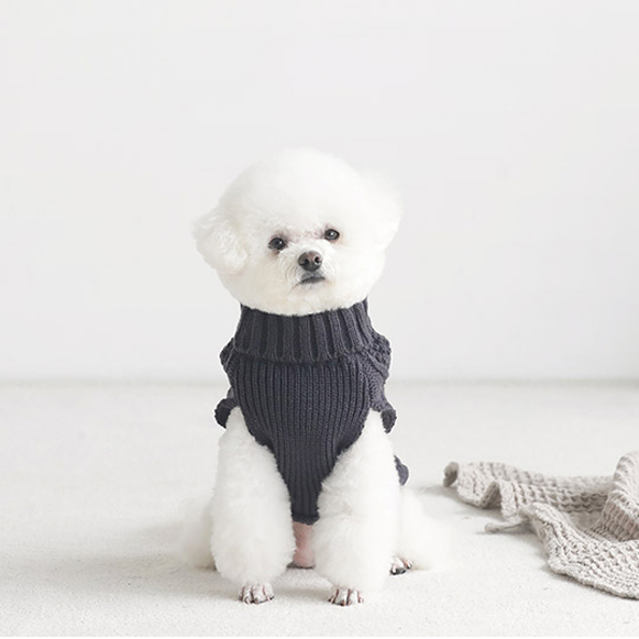 Woolly WAFFLE TURTLENECK KNIT チャコール