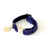 【NICE DIGS】VELVET DOG COLLAR -MIDNIGHT