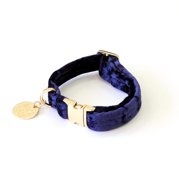 【NICE DIGS】VELVET DOG COLLAR -MIDNIGHT