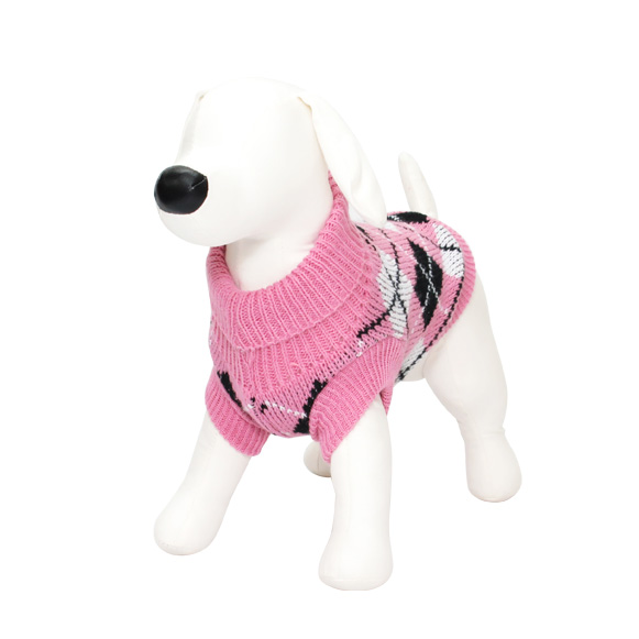 【犬服・ドッグウェア】アーガイル柄セーター　ピンク