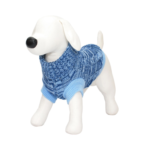 【犬服・ドッグウェア】マーブル柄ハイネックセーター　ブルー