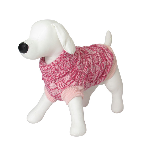 【犬服・ドッグウェア】マーブル柄ハイネックセーター　ピンク