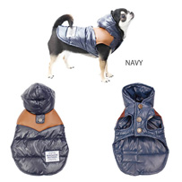 【犬服・ドッグウェア】ウッドフードダウンベスト WOODFORD DOWN VEST(マンダリンブラザーズ)ネイビー